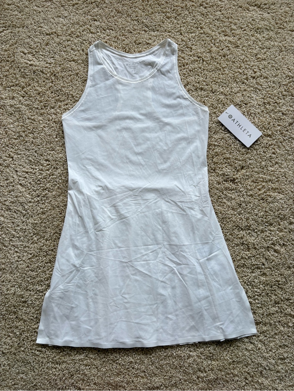 NWT Athleta Small Tall Match Point Pleated Dress White Tennis Golf